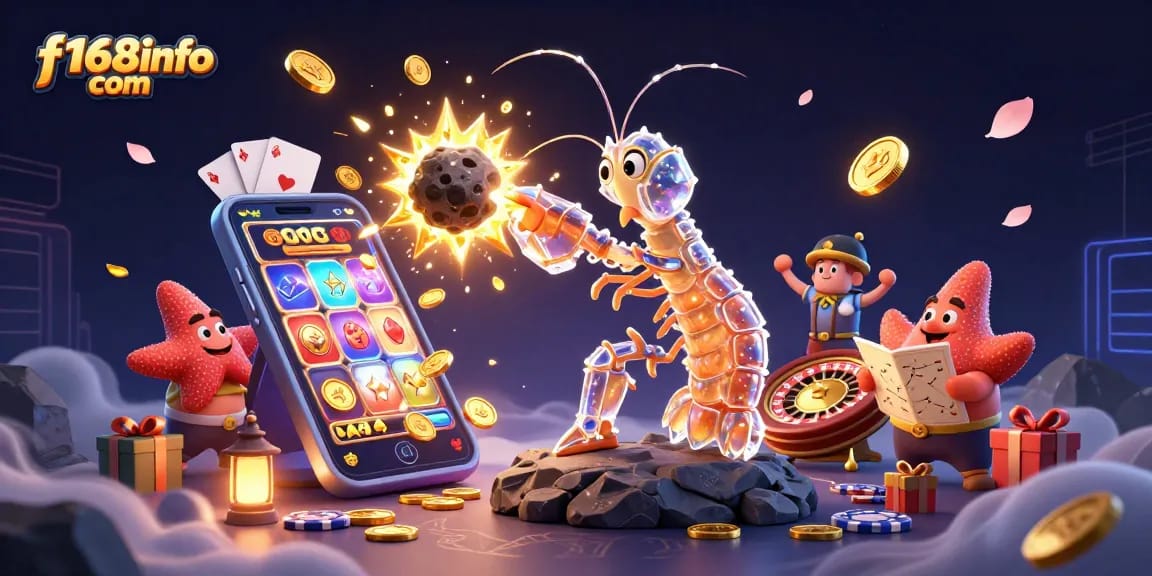 Spin to win at f168info com with vibrant 3D casino illustration featuring a vibrant game scene.