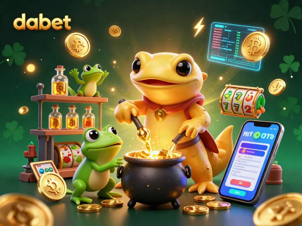 Experience thrilling gameplay at Dabet with a vibrant scene of golden alchemists transforming luck into riches
