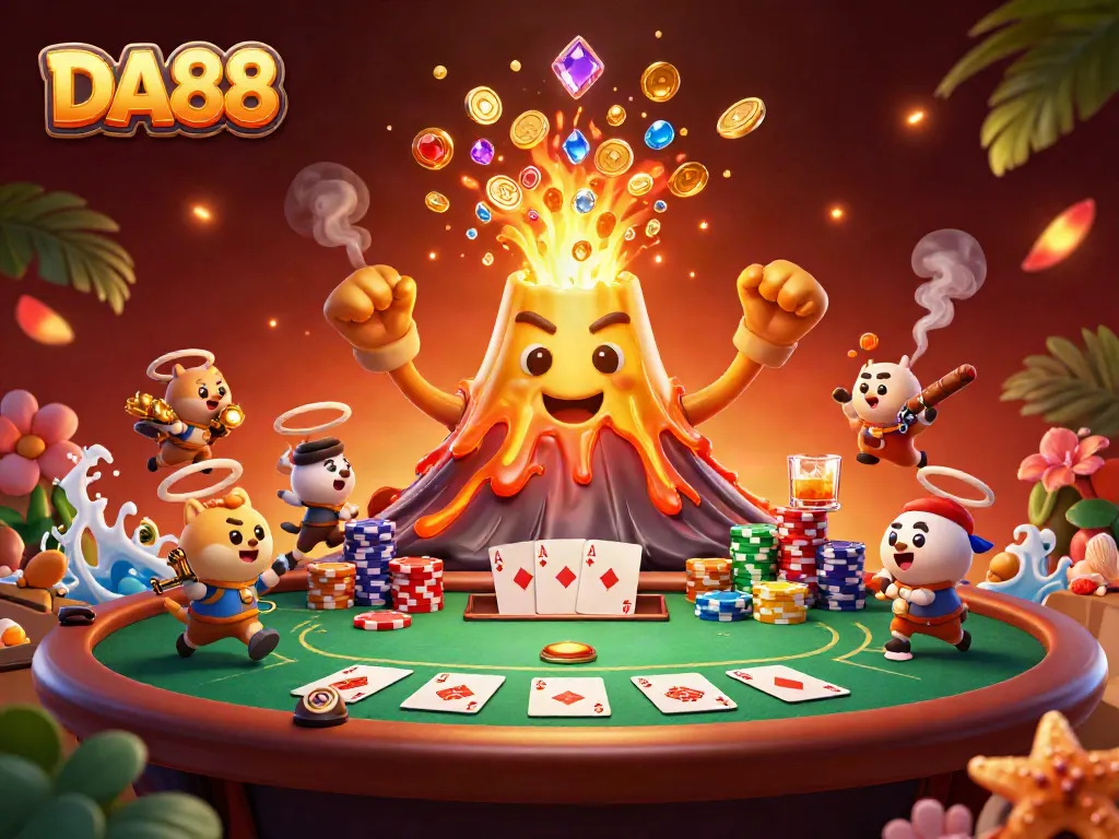 Engage in thrilling gameplay at DA88 with dynamic treasures erupting and a vibrant poker scene.