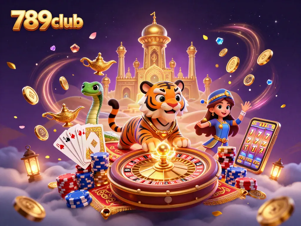 Experience the thrill of 789club with a vibrant 3D illustration of gaming excitement.