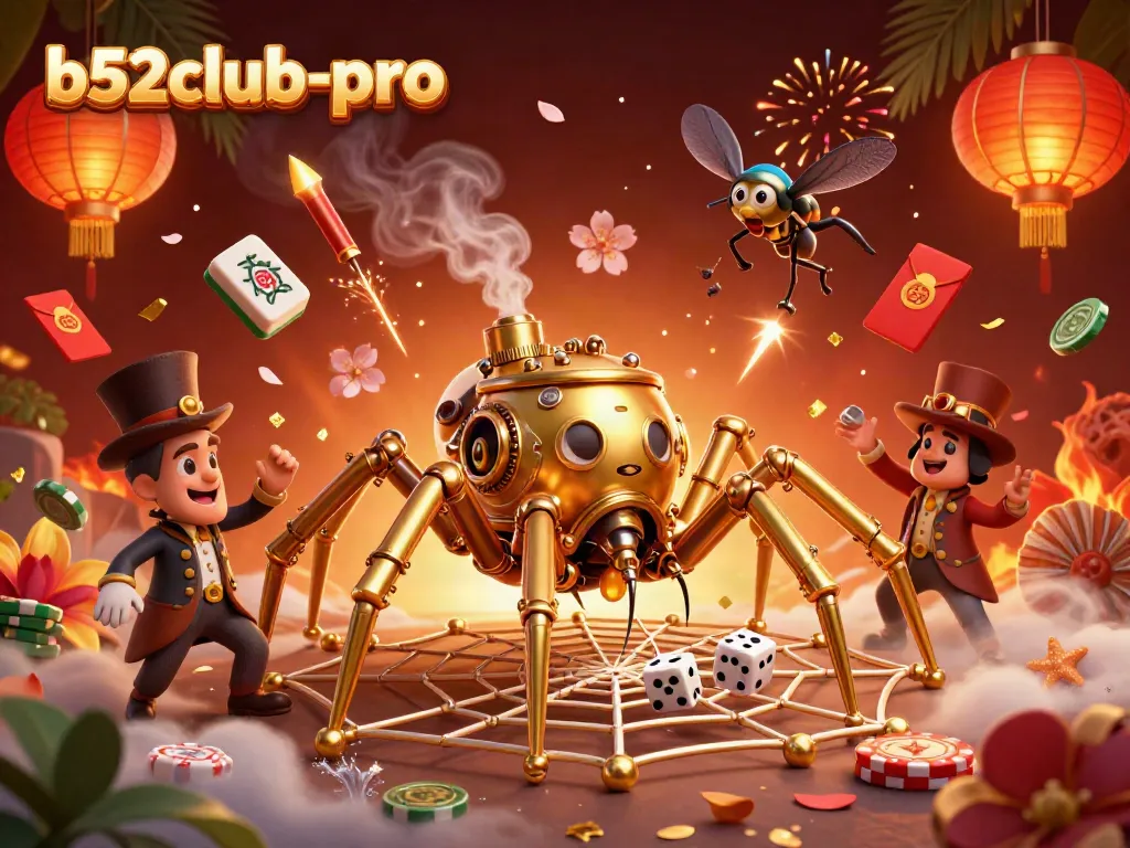 Experience thrilling excitement with b52club-pro in this vibrant casino illustration highlighting steampunk elements and dynamic game features.