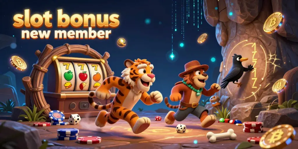 Engage with exciting slot bonus new member opportunities in a vibrant prehistoric casino scene.