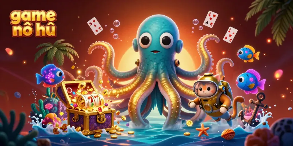 Experience thrilling game nổ hũ adventures with vibrant characters and exploding treasure in a rich underwater scene.