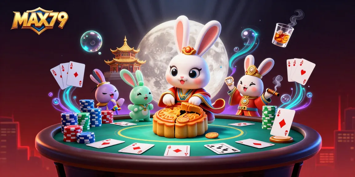 Experience MAX79 with dynamic poker chips, golden palace, and captivating rabbit characters.