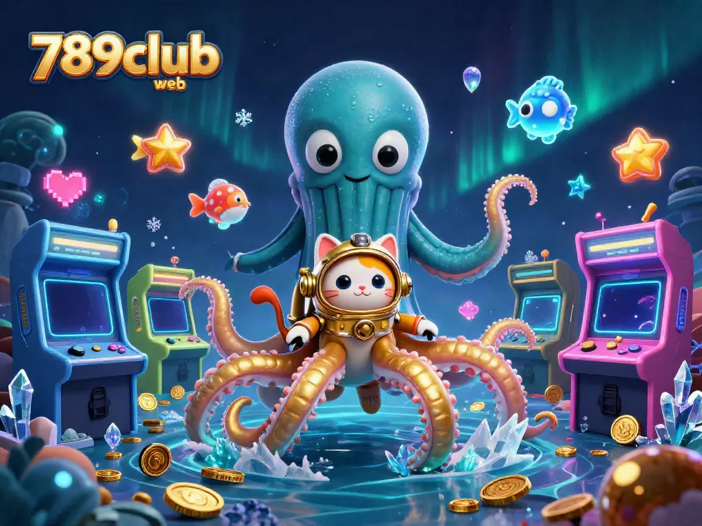 Win big at 789club web with an exciting 3D underwater casino adventure featuring a kraken and diving cat.