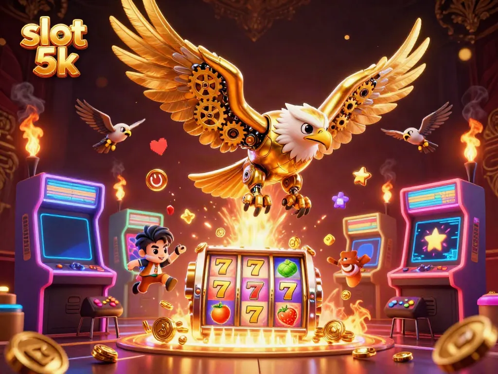 Experience thrilling gameplay in the slot 5k environment with dynamic golden eagle and vibrant slot reels.