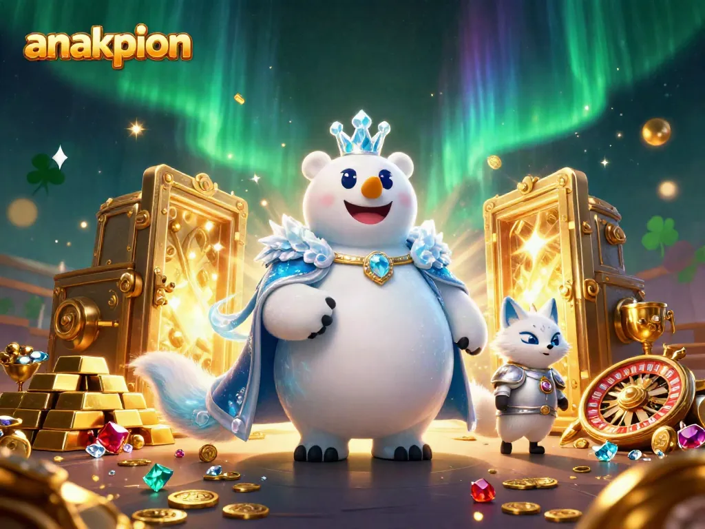 Experience excitement with anakpion, featuring a bear and fox amidst gleaming casino treasures.