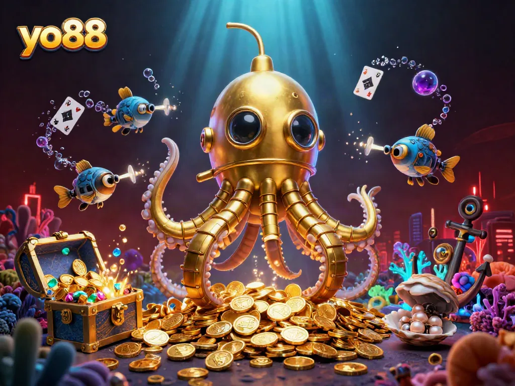 Experience thrilling gameplay with yo88 in a dynamic underwater treasure-filled adventure scene.