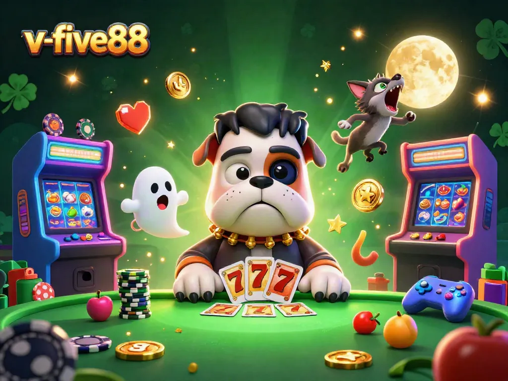 Experience thrilling gameplay at v-five88 with vibrant casino scenes full of characters and action.