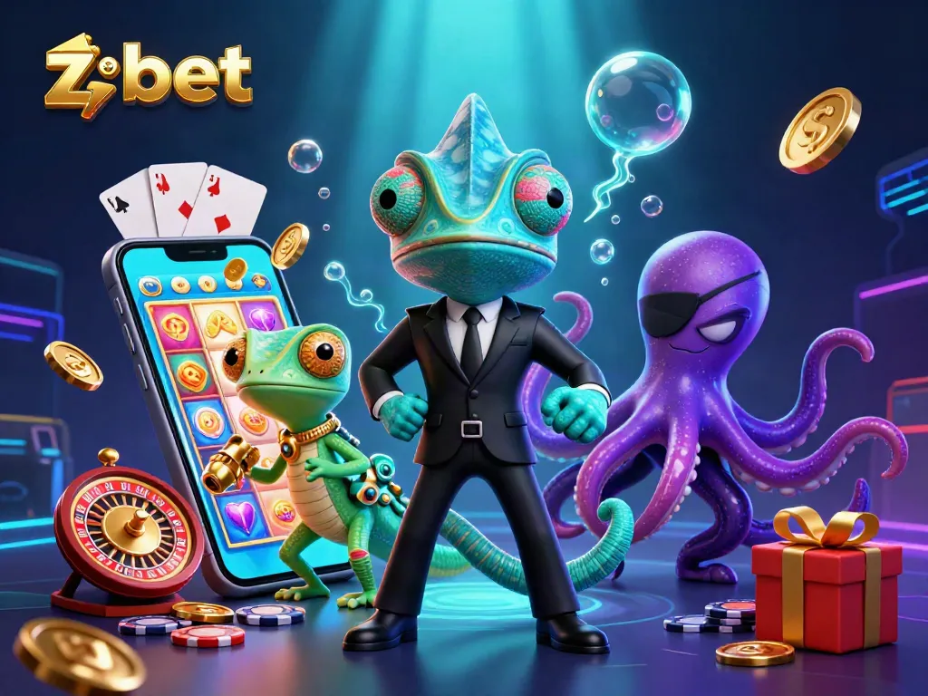 Experience thrilling gameplay at zbet with colorful slots and exciting casino action in vibrant illustration.