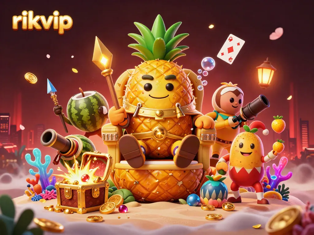 Experience thrilling gaming action with the vibrant casino atmosphere of rikvip featuring dynamic characters and treasure elements.