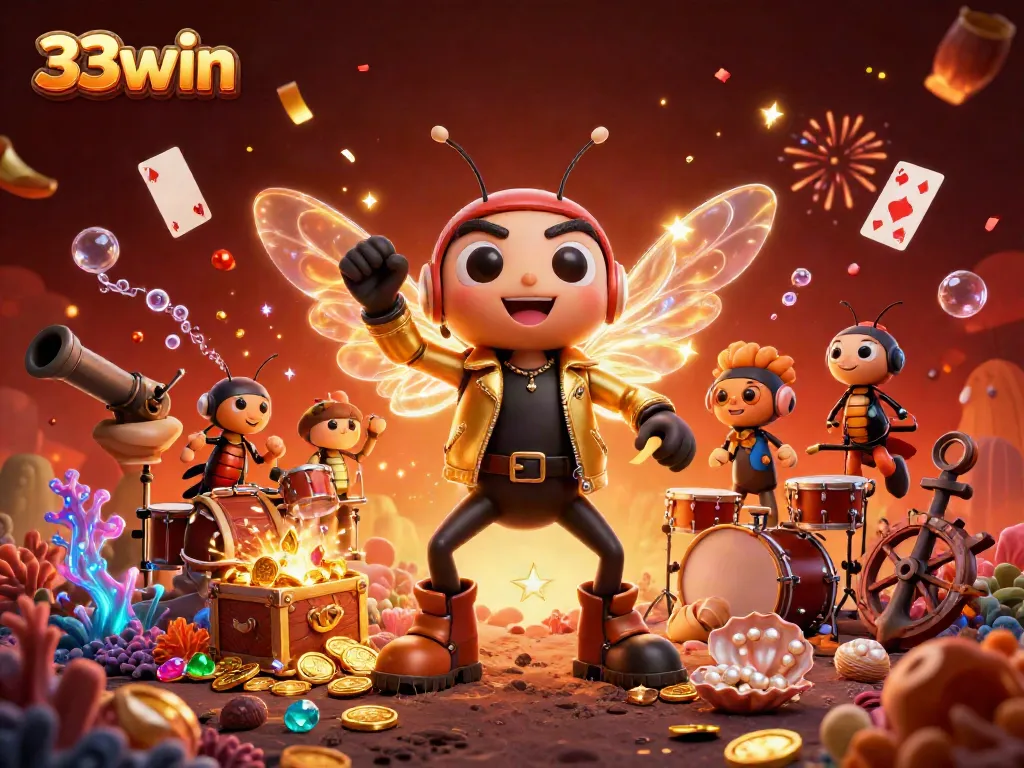 Experience 33win through a vibrant casino scene with celebratory energy and rich details.