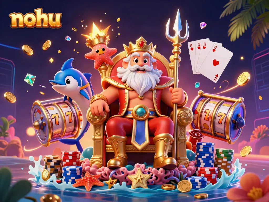Spin the reels and win big at nohu, with vibrant casino imagery featuring characters and jackpot symbols.