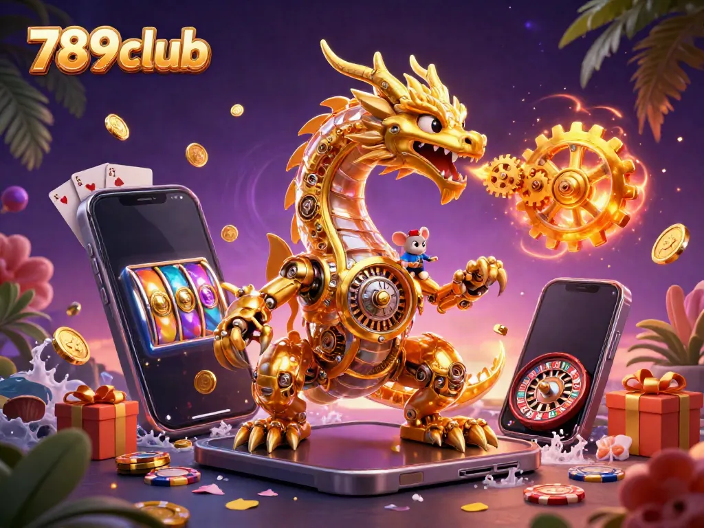 Experience thrilling gameplay at 789club with a stunning dragon and vibrant casino elements in action.