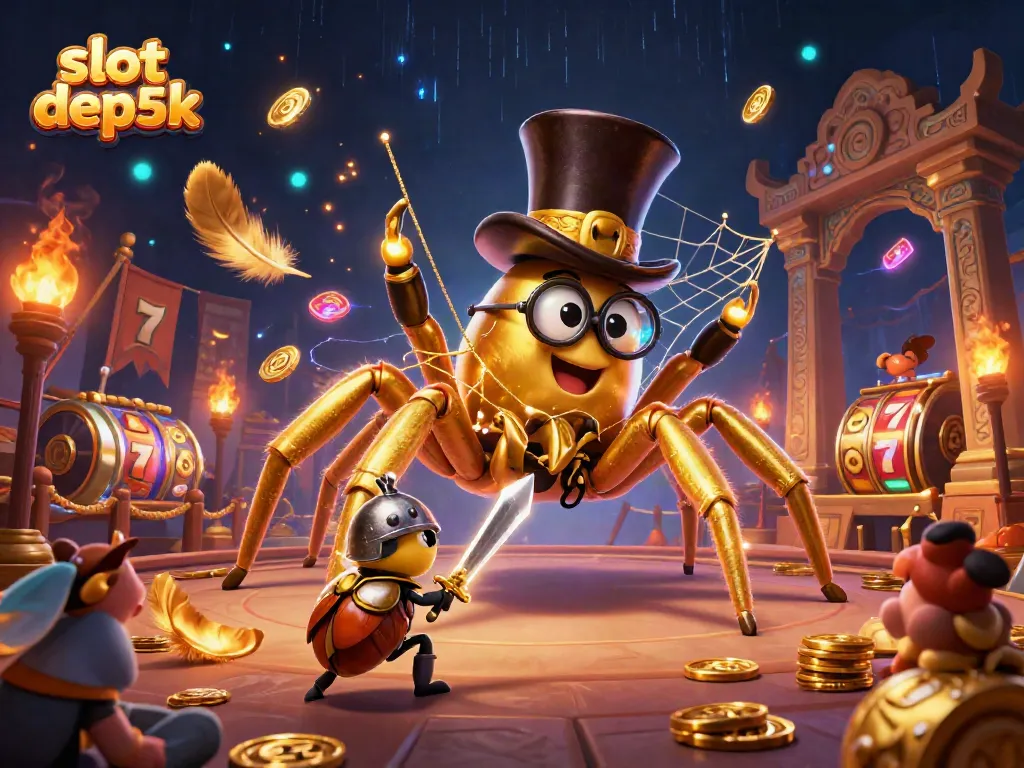Experience thrilling action with slot depo 5k in a vibrant casino scene featuring animated characters.