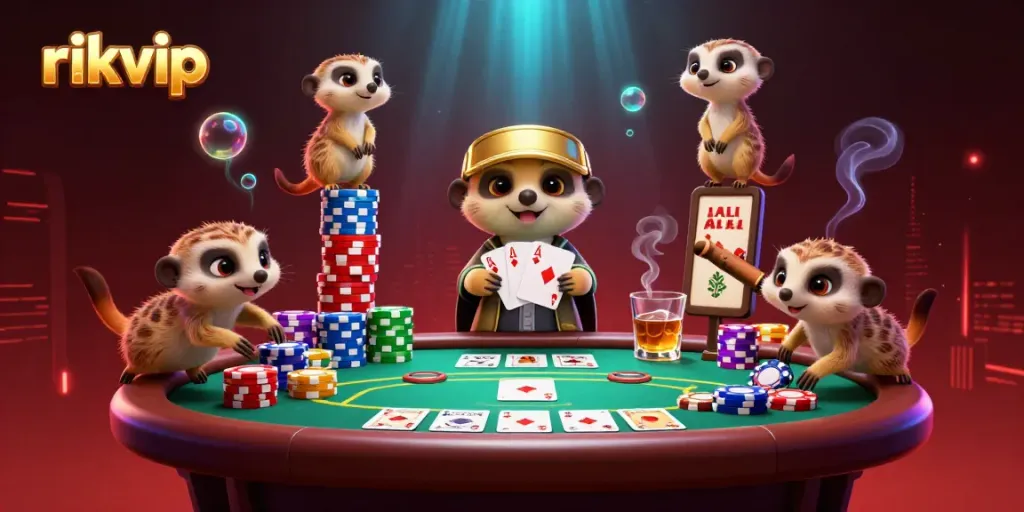 Experience thrilling action at rikvip with meerkats running a vibrant casino operation.