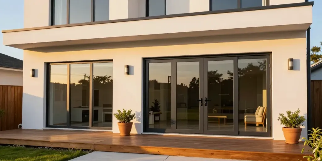 Stylish uPVC doors and windows enhancing home design, showcasing Harga pintu upvc features.