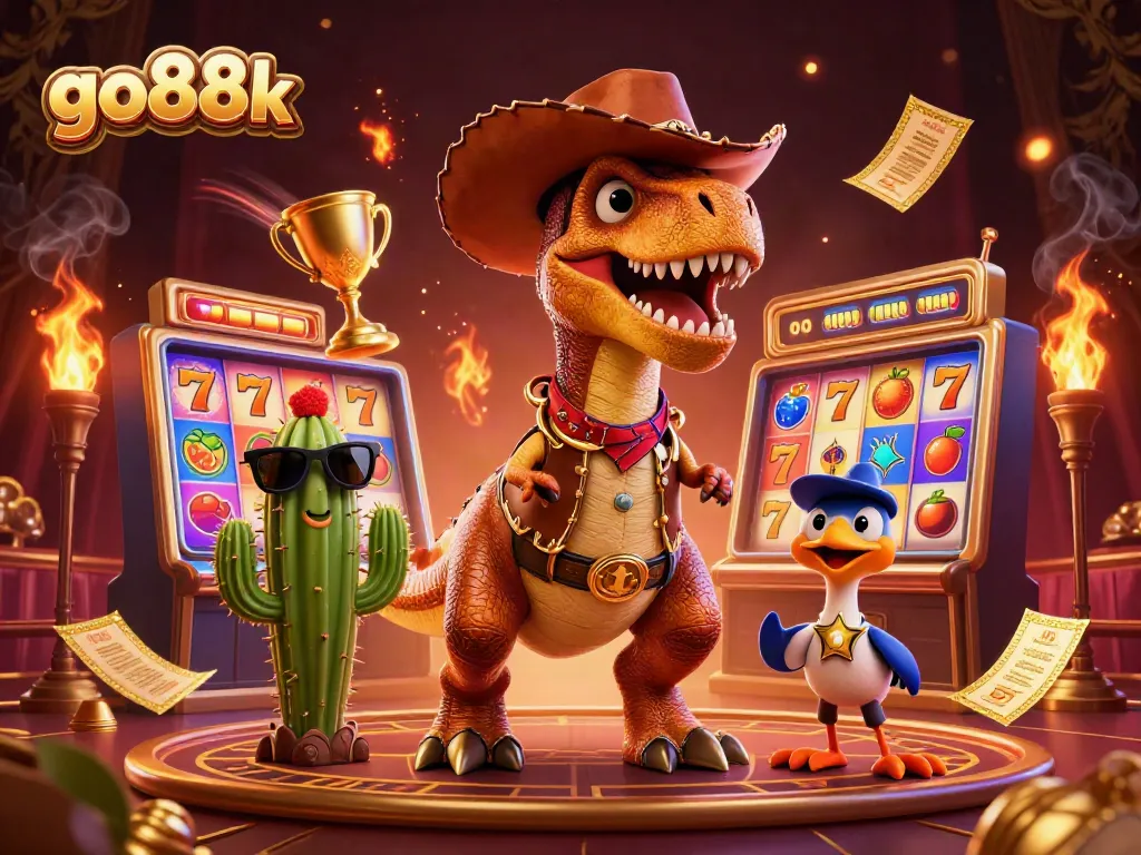 Experience thrilling casino excitement with go88k's dynamic slots and vibrant characters in action.