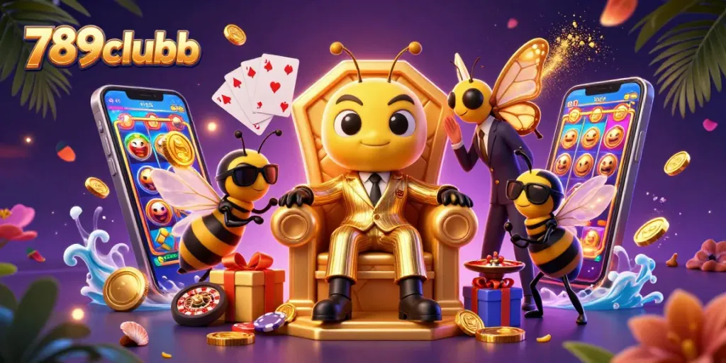 Engage with 789clubb's vibrant casino world featuring a dynamic bee boss and exciting gaming elements.