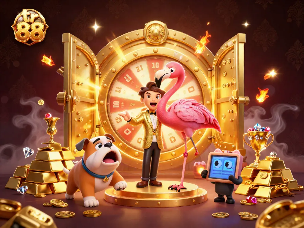 tr 88 invites players to spin the prize wheel with golden treasure, dynamic contest atmosphere