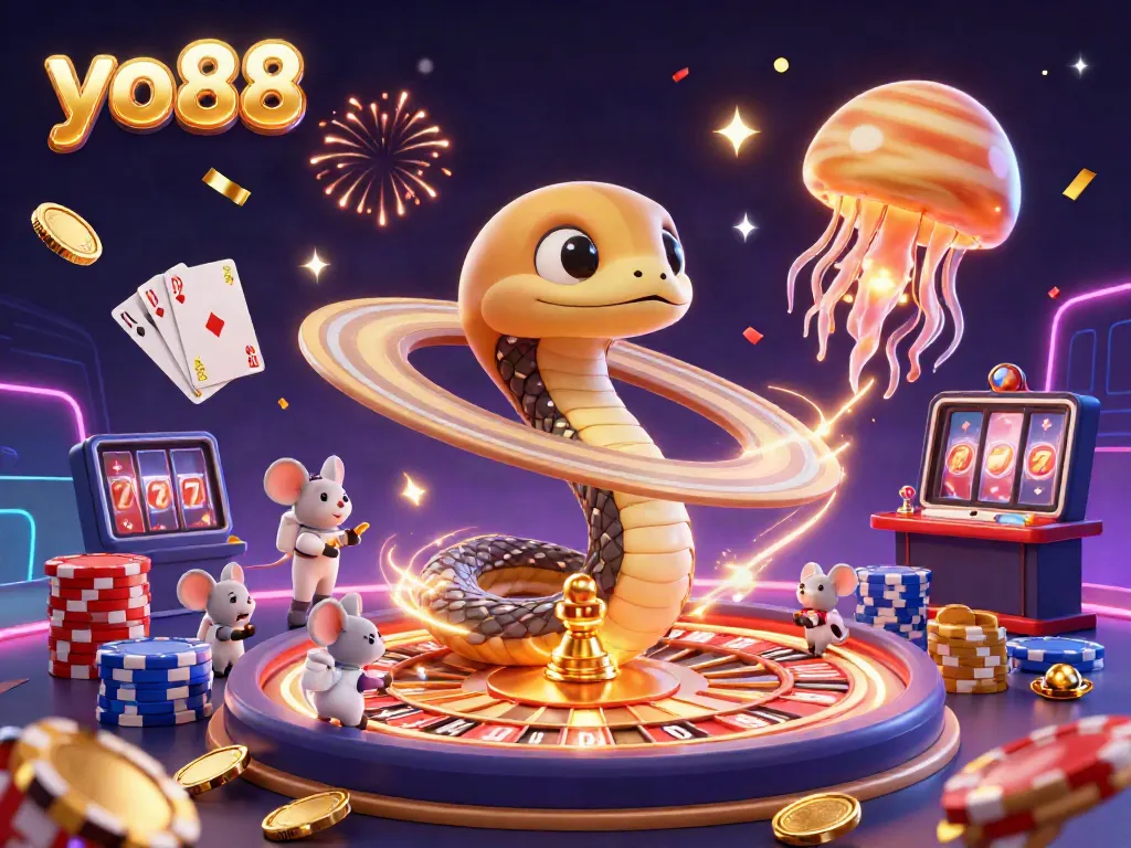 Engage with yo88's thrilling gaming experience featuring a cosmic roulette and playful astronaut bets.