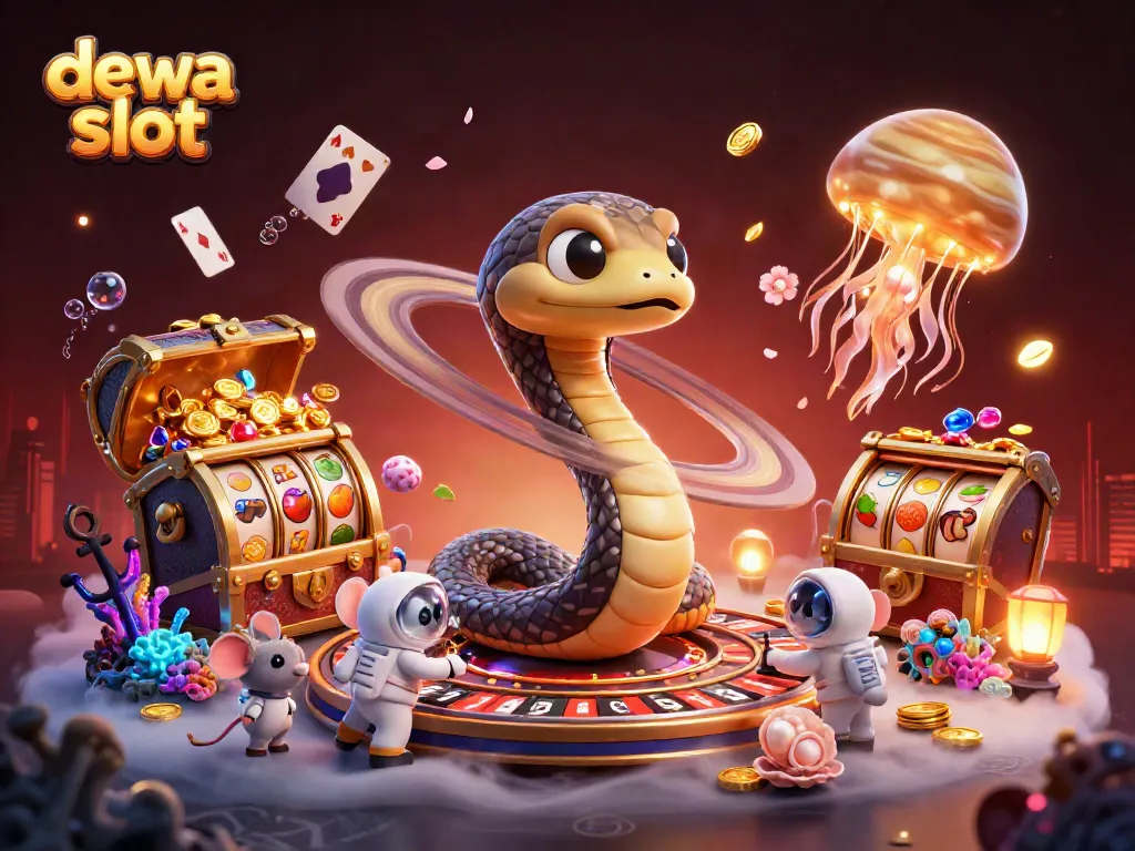 Experience excitement with the dewa slot vibrant gaming scene featuring a cosmic roulette.